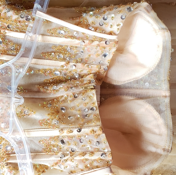 JJs house A-line Sweetheart Floor-Length Tulle Sequin Prom Dresses With Beading - Picture 8 of 16